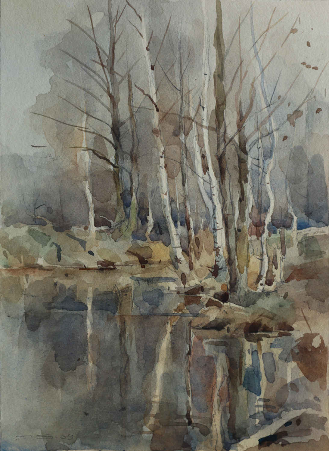 85 o. T. (Birken und Erlen am Wasser) Max Schneider (19031980)